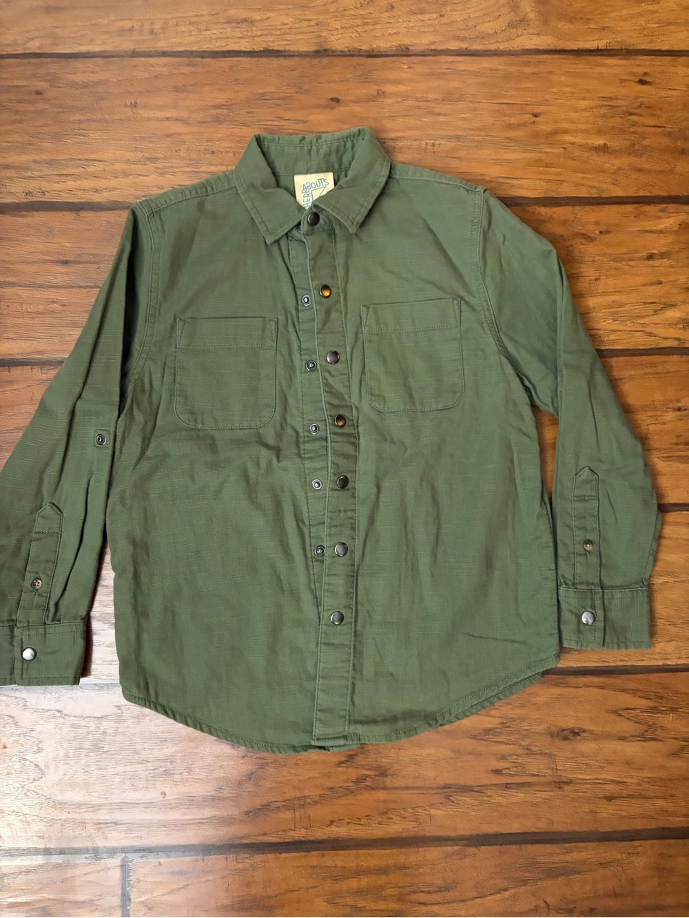Boys Olive Green Button-Down Shirt Size 8
